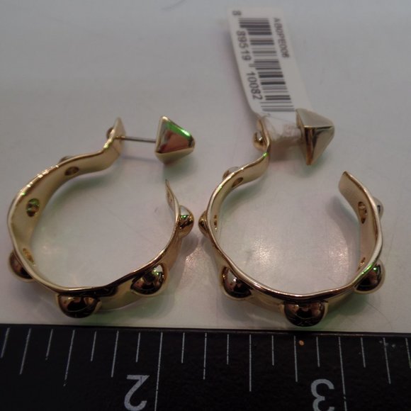 Alexis Bittar Gold Tone Studded Hoop Earrings $145 New With Tags BEAUTIFUL - Picture 6 of 12